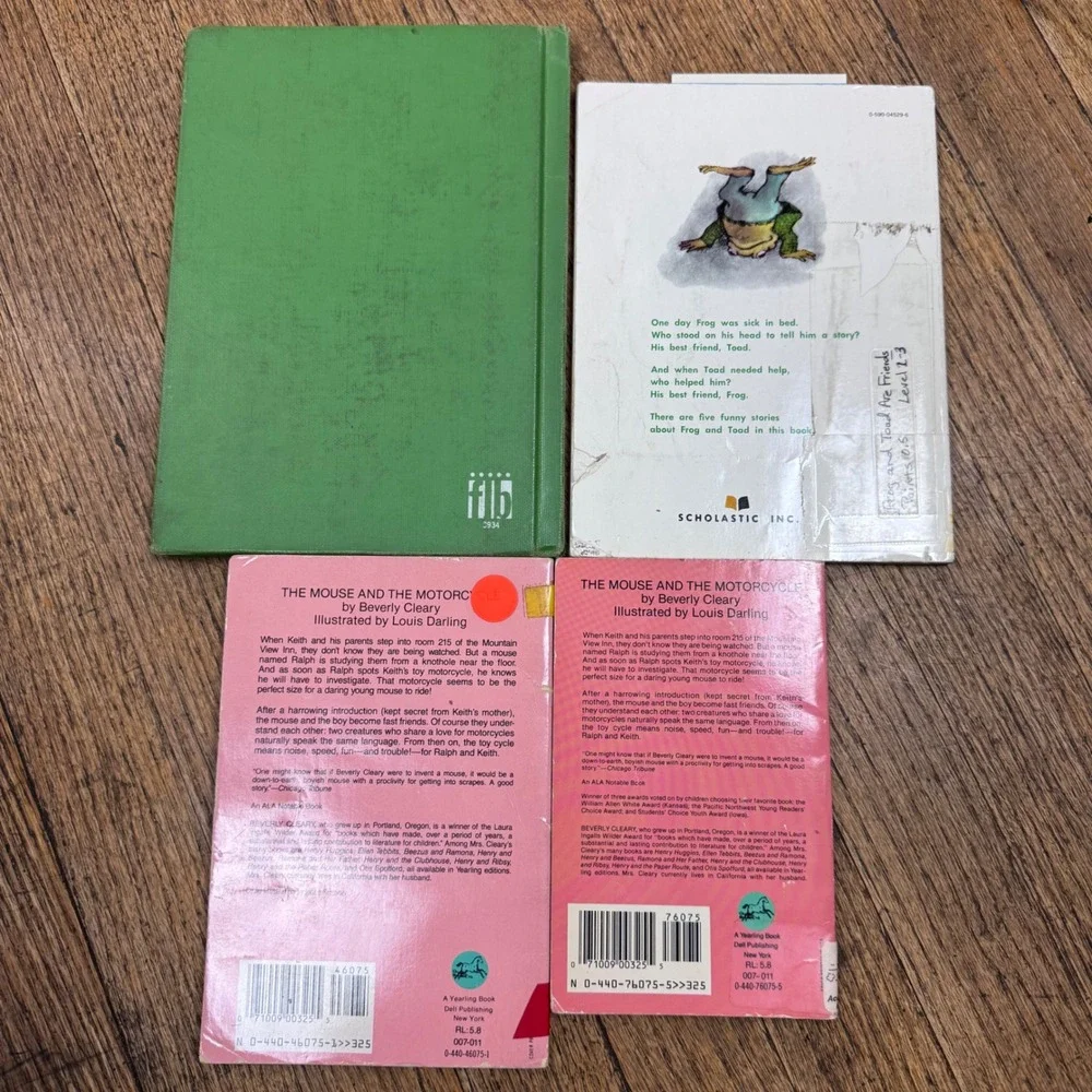Vintage children's books lot The Mouse and Motorcycle, Frog and Toad, Old Rosie